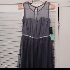 CANDALITE PETITE MAXI PARTY LONG DRESS DARK GRAY WITH GRADIENT EFECT SIZE XPL